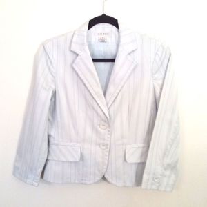 Vintage Nine West Women's Light Blue Cotton Blend Pinstripe Suit Jacket